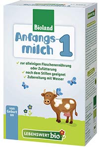 a box of the lebenswert bio bioland organic infant formula
