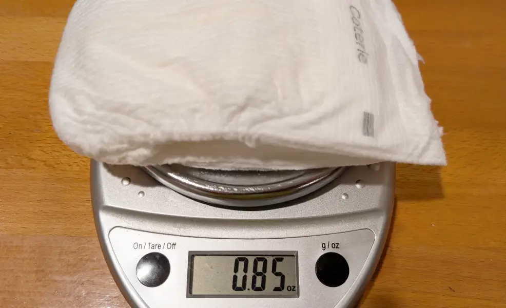 coterie diaper dry weight on scale