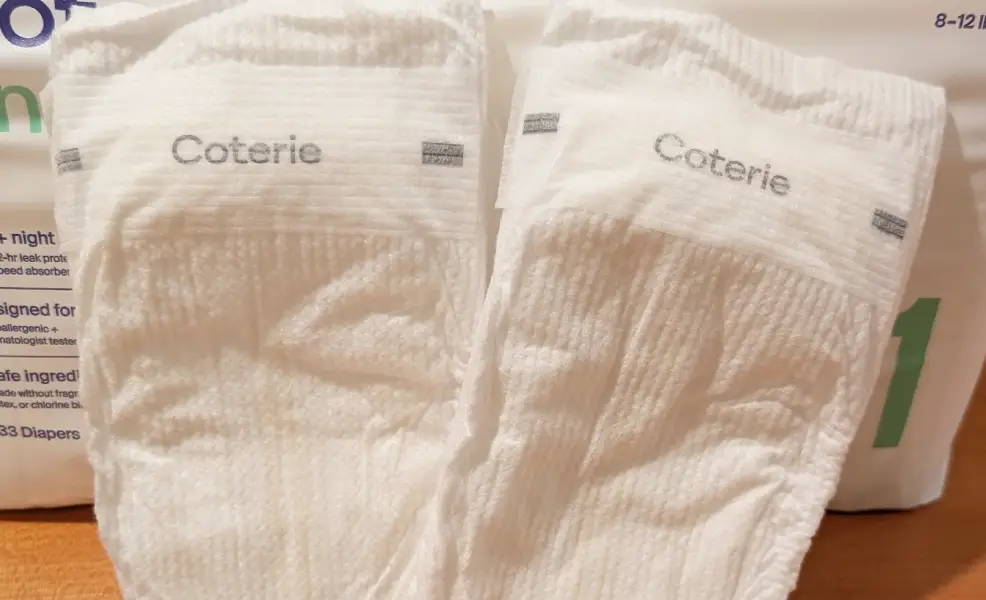 two coterie diapers side by side folded